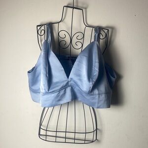 Eloquii Sky Blue Satin Crop Top